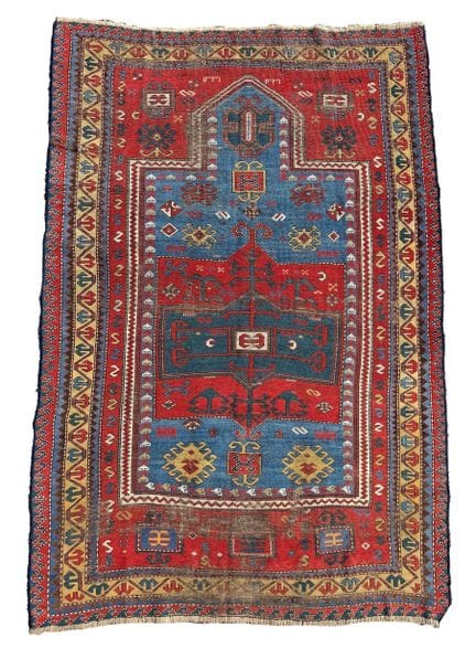 Tapis de prière kazak. Caucase. Daté. Environ 220 