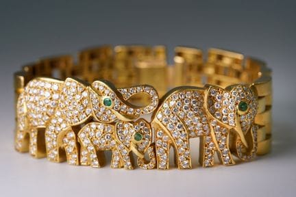 Bracciale sfarzoso. Oro giallo 750 con diamanti e 