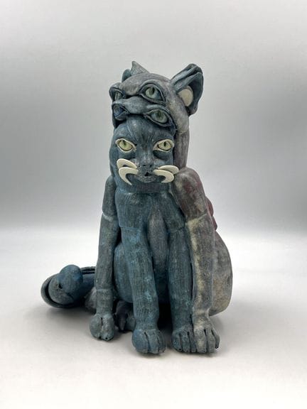 Beate KUHN (1927 - 2015). Ceramica d'arte. 3 gatti