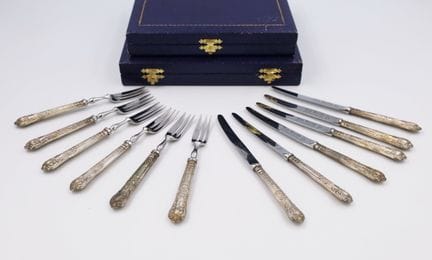 Set da tè composto da 12 pezzi. Argento sterling 9