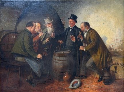 Hans August LASSEN (1857 - 1938). Wine tasting in 