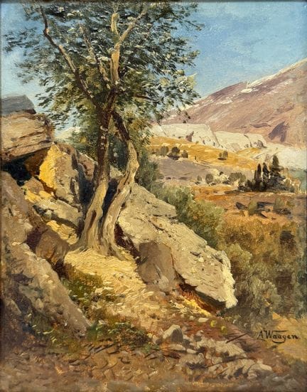 Adalbert WAAGEN (1833 - 1898). Rocky Landscape wit
