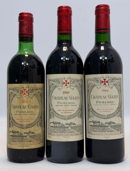 3 bouteilles de vin rouge. 1952 / 1990 / 1994. Châ