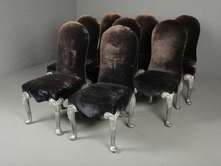 CHAISES DE SALLE À MANGER, LOT DE HUIT (8)
en velo