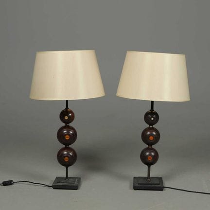COPPIA DI LAMPADE A FORMA DI BOCCE DA PRATO. (2)
T