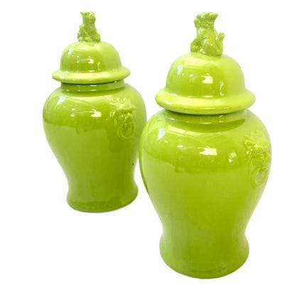 COPPIA DI VASI DA TEMPIO IN CERAMICA SMALTATA DI V