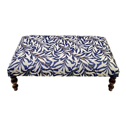 HEARTH STOOL WITH LEAF PATTERN UPHOLSTERY ON TURNE