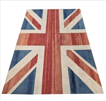 英国国旗地毯
手工打结羊毛地毯，据称购自The Rug Company，尺寸为227厘米×155厘米