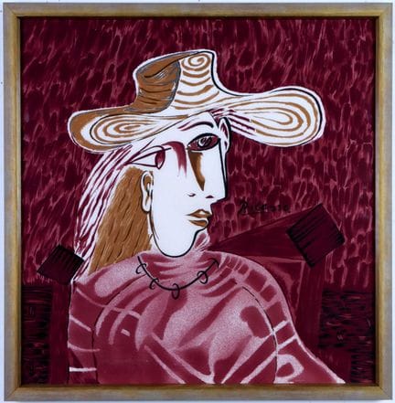 DOPO PABLO PICASSO, DONNA CON CAPPELLO SU SETA
fir