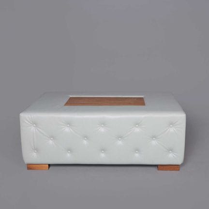 DUCK EGG BLUE OTTOMAN
buttoned, with a wooden pane