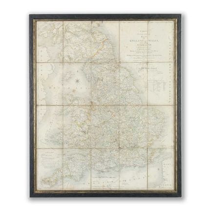 MAPA DE INGLATERRA Y GALES, CON PARTE DE ESCOCIA, 