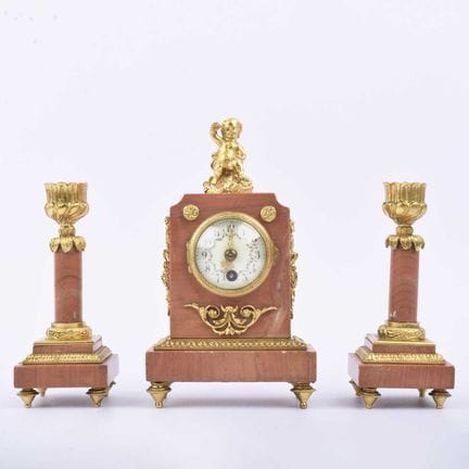 CONJUNTO DE RELOJES DECORATIVOS DE MÁRMOL ROSA 
co