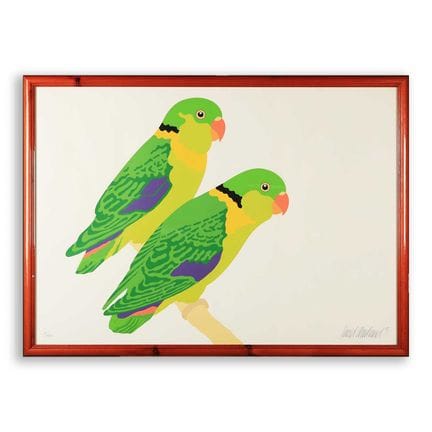 DAVID WOODLAND, «PARAKEETS» 
Serigrafía, 69 cm x 9