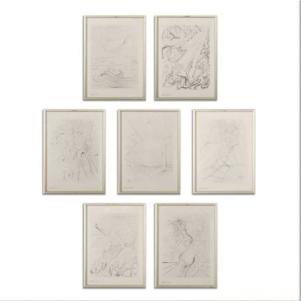 据萨尔瓦多·达利（西班牙，1904-1989）作品《创世的七天》（7） 
石版画，每幅均以铅笔标注编