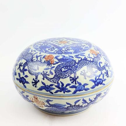CAJA CHINA DE PORCELANA CON MOTIVO DE DRAGÓN Y TAP