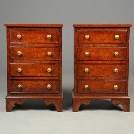 PAIR OF BURR WALNUT BEDSIDE CHESTS (2) 
Georgian s