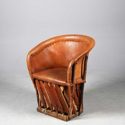 MEXICAN EQUIPALE CHAIR 
painted leather and wood, 