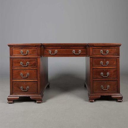 LATE VICTORIAN MAHOGANY PEDESTAL DESK 
circa 1890,