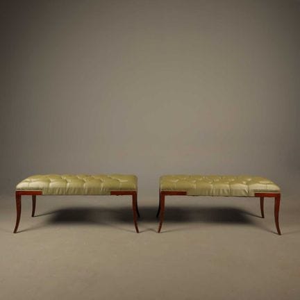 FRANCESCO MOLON LEATHER BUTTONED FOOTSTOOLS, A PAI