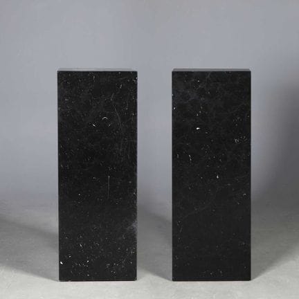 MARBLE PEDESTALS, A PAIR 
each 110cm x 40cm x 40cm