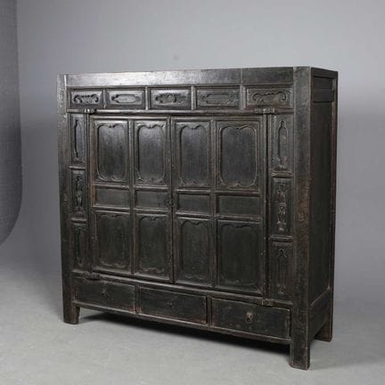 ASIAN CABINET, ALL OVER CARVED DETAIL 
with panell