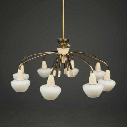 CEILING LIGHT, MID 20th CENTURY 
eight branch, wit