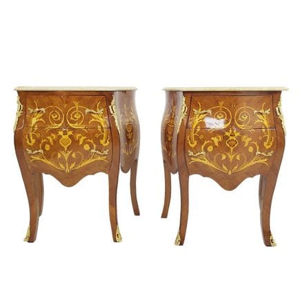 FRENCH EMPIRE STYLE BOMBE COMMODES, A PAIR 
74cm x
