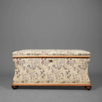 VICTORIAN OTTOMAN 
foliate upholstered with fabric