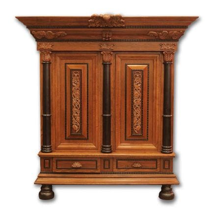 17TH CENTURY STYLE DUTCH ARMOIRE 
oak and ebonised