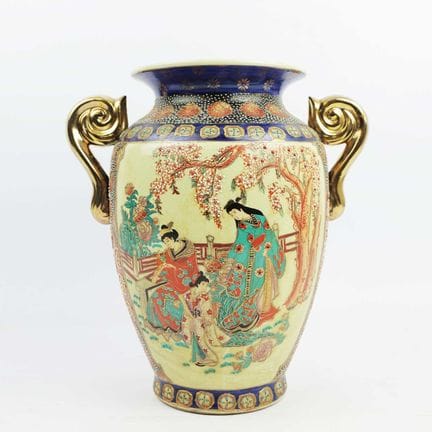 JAPANESE SATSUMA VASE 
ceramic with gilt handles, 