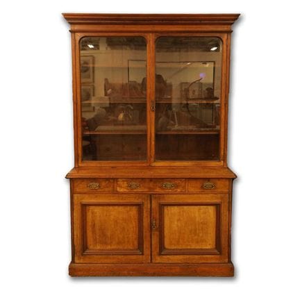 VICTORIAN WALNUT BOOKCASE 
circa 1870, two glazed 