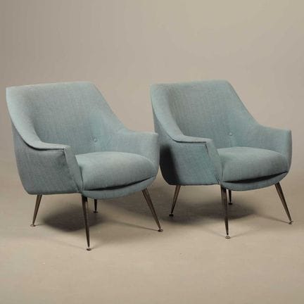 ARMCHAIRS, A PAIR 
mid 20th century Italian design