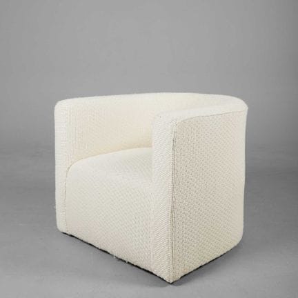 SWIVEL BASED ARMCHAIR 
neutral fabric upholstery, 
