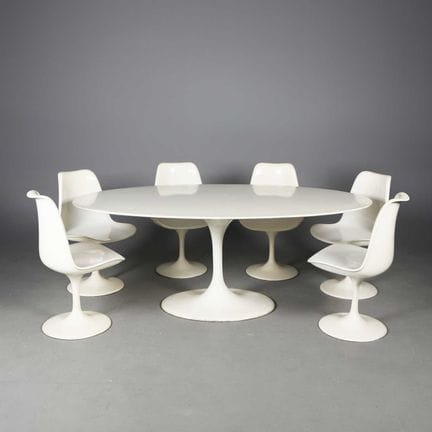 AFTER EERO SAARINEN HIGH DINING TABLE AND SET OF S