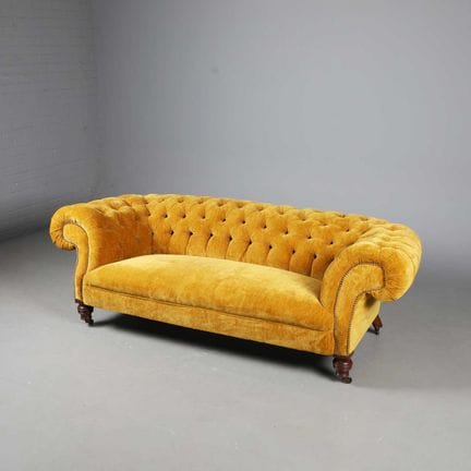 VICTORIAN WALNUT CHESTERFIELD SOFA 
golden yellow 