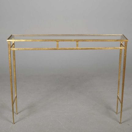 VAUGHAN STAPLEFORD CONSOLE TABLE 
gilt metal and g