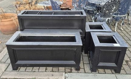 FIVE SQUAREROOT WINDOW BOX PLANTERS 
in dark grey 