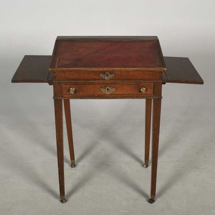 GEORGE III MAHOGANY BUREAU 
burgundy leather slope