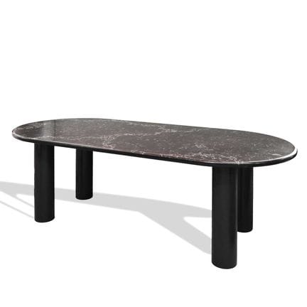 DINING TABLE WITH BLACK MARBLE TOP 
with rounded e