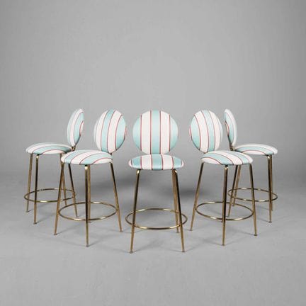 BESPOKE BAR STOOLS, A SET OF 5 
each 97cm H approx