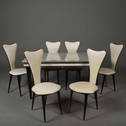 UMBERTO MASCAGNI DINING TABLE AND SIX CHAIRS. (7) 