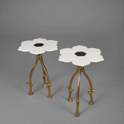 1970s ITALIAN DESIGN SIDE TABLES (2) 
marble flowe
