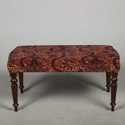 19TH CENTURY STYLE STOOL 
Indian flock velvet, 50c