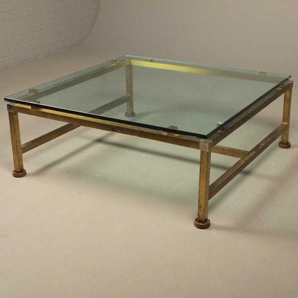 1970s BRASS AND GLASS COFFEE TABLE 
82cm H x 105cm