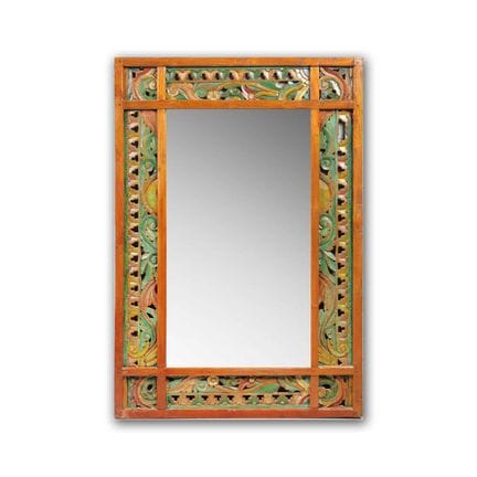 INDIAN WALL MIRROR 
20th century, carved and polyc