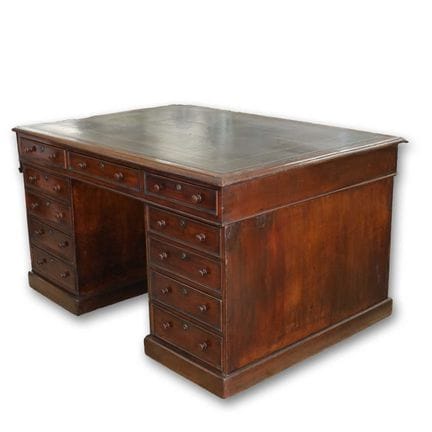 VICTORIAN MAHOGANY PARTNER'S DESK 
leather top abo