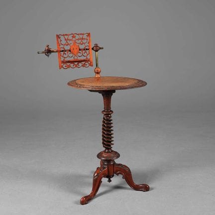 VICTORIAN BURR WALNUT READING TABLE 
barley twist 