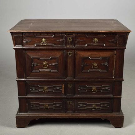 CHARLES II SNAKEWOOD AND OAK CHEST 
circa 1680, in