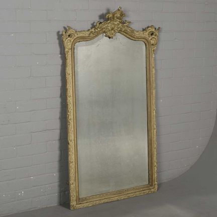 19TH CENTURY FRENCH PAINTED WALL MIRROR 
with deco