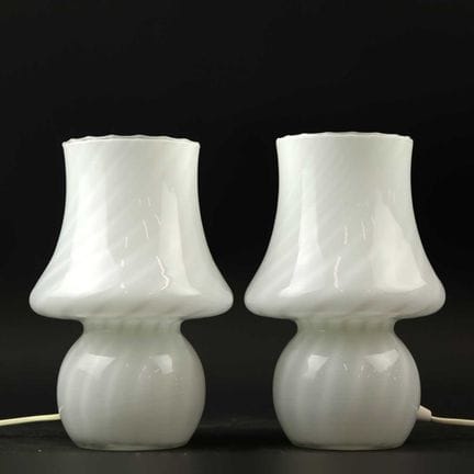 PAIR OF 1970s ITALIAN MURANO SWIRL GLASS MUSHROOM 